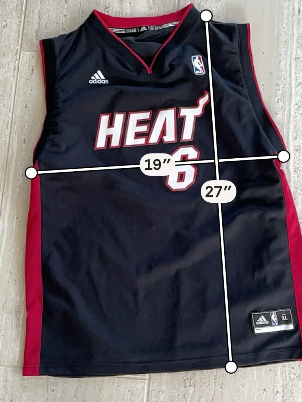 Adidas LeBron James Miami Heat #6 Jersey Men's XL Black Screen Printed NBA